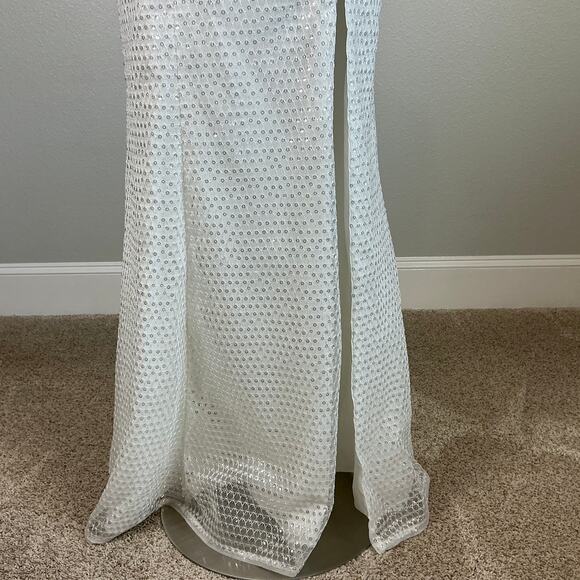 Aidan Mattox Sequined Sleeveless Column Evening Gown White Size 4 Formal Dress - Picture 8 of 13